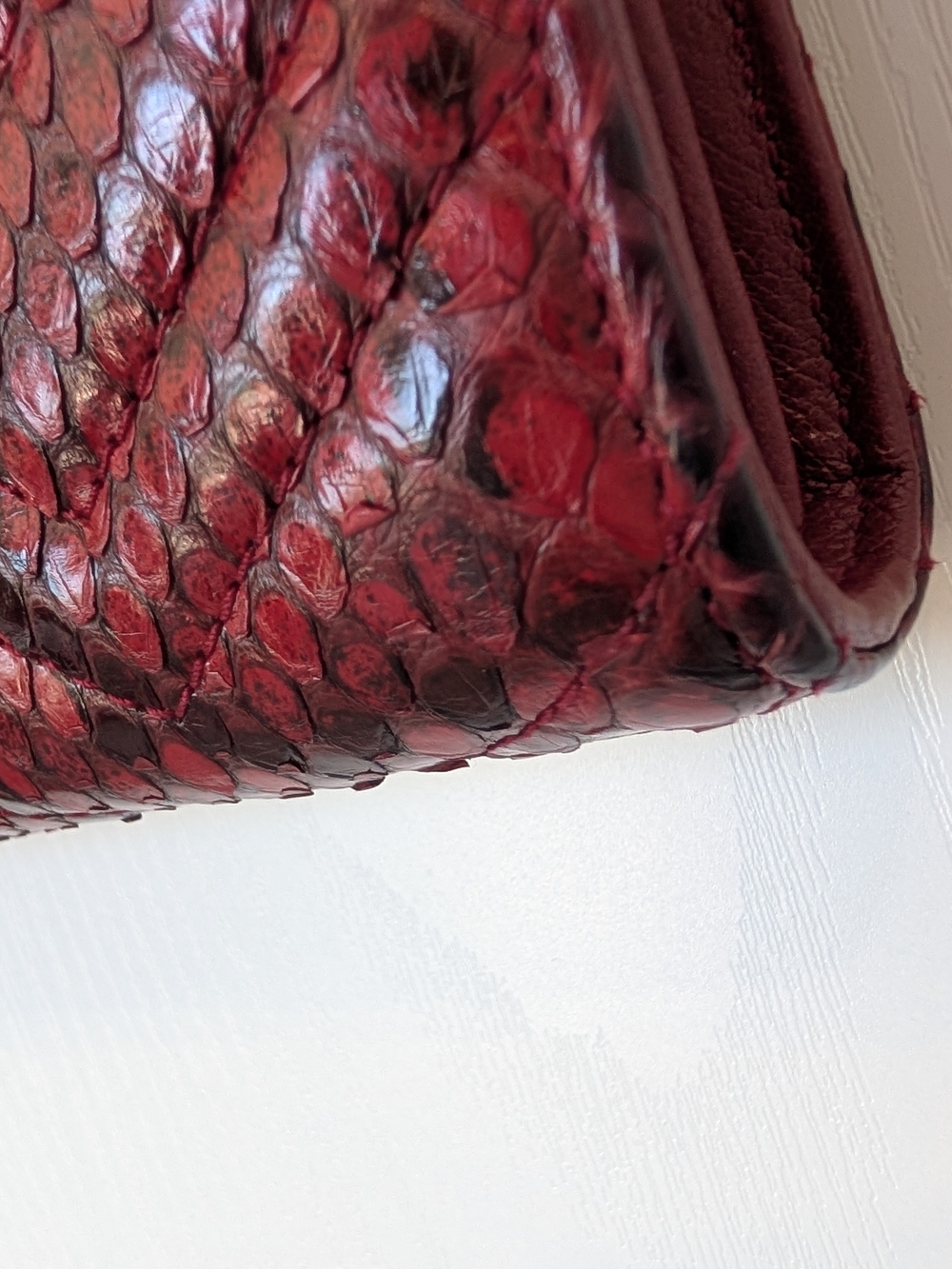 Gucci Red Python Print GG Marmont Wallet On Chain - Picture 7 of 13